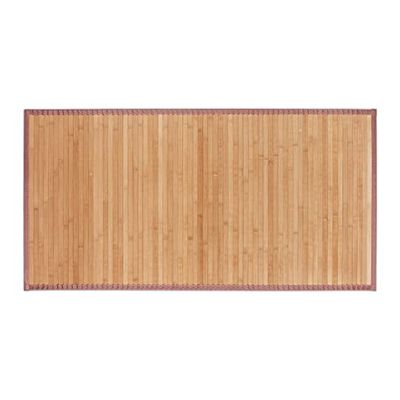 Relaxdays Natural Bamboo Bath Mat, Moisture-Resistant, Textile Border, Bathtub Rug, 61 x 122 cm