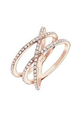 Elli - Bague - Femme - Argent - 925/1000 - Anneaux multiples Tendance Plaqué Or Rosé - Argent - 925/1000 - Oxyde de Zirconium - 0602190516_52