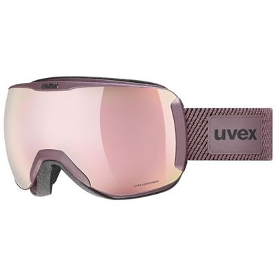 Uvex Downhill 2100 Cv Planet - Masque de Ski pour Hommes et Femmes - à Contraste Élevé - Anti-Buée - Antique Rose Matt/Rose-Green - One Size