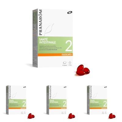 PRANARÔM - Oléocaps 2 - Santé Intestinale - Aux Huiles Essentielles Ciblées - Origan, Canelle de Chine, Menthe poivrée & Citron - 100% Naturelle Et Bio - HECT - 30 Capsules Prédosées (Lot de 4)
