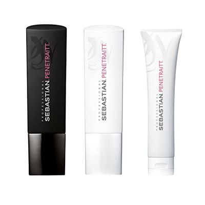 Sebastian Professional Penetraitt Shampoing, après-shampoing et masque | Fortifie et répare | Formule riche en protéines | Pour les cheveux abîmés, 250 ml, 150 ml