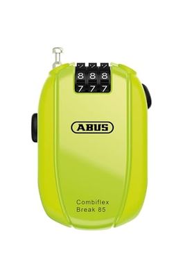 ABUS Combiflex kabellås – lås för att säkra skidor, hjälm, barnvagn och bagage – Break 85 – 85 cm lång – 1,5 mm tjock – med nummerkod – neongul