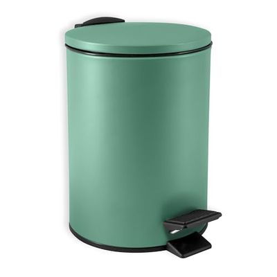 Spirella, Poubelle à Pédale en Acier, Modèle Adelar, Mécanisme Slow Close, Le Couvercle se referme doucement et silencieusement, Revêtement Anti-Traces de Doigts, Vert, 3 litres