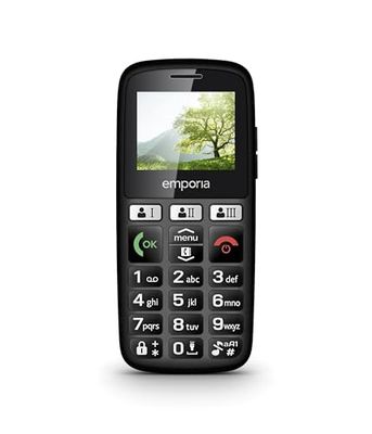 Emporia E30 Mobile phone for seniors, Contract-free key phone, Mobile phone with emergency button, Extra large keys, Ideal for the elderly, Easy to use, Black