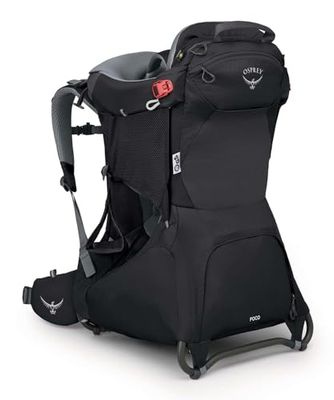 Osprey Poco Portabebés - Cabina de lujo para niños - Protección solar incorporada - Suspensión transpirable - Almohadilla para baba lavable a máquina, Black, Portabebés