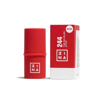 3ina MAKEUP - The No-Rules Stick 244 (mini) - Blush in Crema Rosso con Acido ialuronico - Blush Stick per Occhi Labbra e Guance - Blush Formato Viaggio dal Finitura naturale - Vegan - Cruelty Free