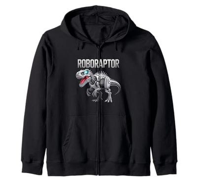 Robot Dinosaur T-Rex Robotic Engineer Dino Funny Robotics Zip Hoodie