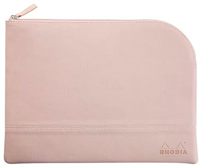 Rhodia 116730C - Rhodiarama pochette zippé en simili cuir italien - taille L (21x28 cm) TOUCHE de ROSE