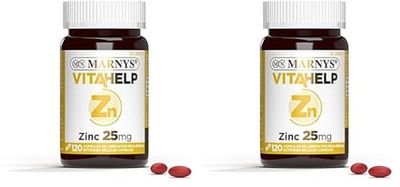 Marnys Vitahelp Zinc 25 Mg - 120 Cápsulas Para 4 Meses - Antioxidante Y Contribuye Al Sistema Inmunitario Normal - Made In Spain 67 g (Paquete de 2)