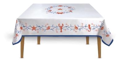 Tafelkleed voor 6 personen, 145 x 180 cm, 100% katoen, zeekust