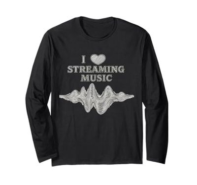 I Heart Streaming Music Waveform Long Sleeve T-Shirt