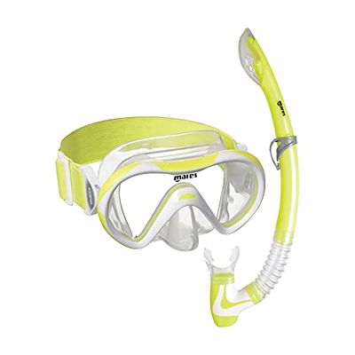 Mares Aquazone Combo Vento Junior Neon, combo bestaande uit masker en snorkel voor kinderen - 8-14 jaar, geel, transparant
