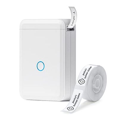 Niimbot D110 - Etiqueteuse Portable Bluetooth sans Encre pour particuliers et Professionnels - 1 Rouleau d'étiquettes Blanches Inclus - Impression instantanée (Blanc)