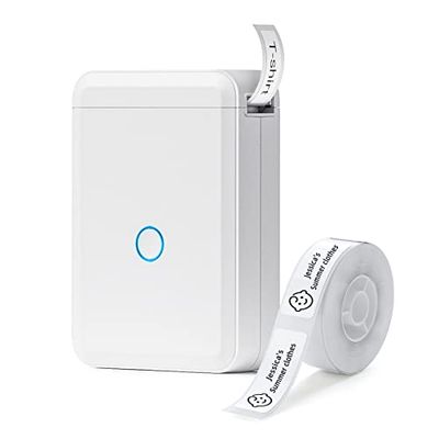 Niimbot D110 - Etichettatrice portatile Bluetooth senza inchiostro - Modello ufficiale 2021 - per privati e professionisti - 1 rotolo di etichette bianche incluso - Stampa istantanea (bianco)