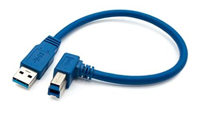 SYSTEM-S Cavo USB 3.0 da 30 cm tipo B maschio a tipo A maschio, angolare, colore: Blu