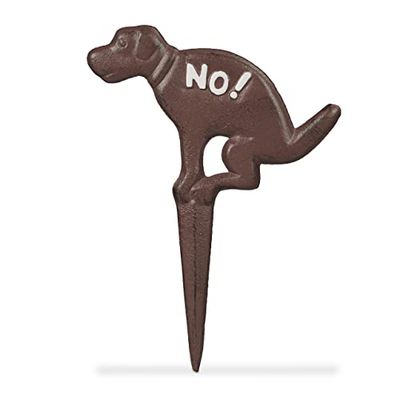 Relaxdays Piquet décoratif pour Votre Jardin, Design Antique, à Planter, Chien, H x L : 32 x 24 cm, Marron