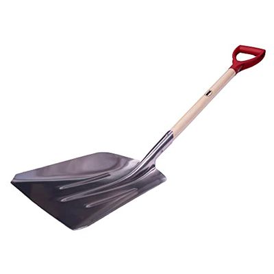 Amig - Pala Jardin Cuadrada - Pala con Hoja de Aluminio y Mango de Madera para Cavar y Remover Tierra - Herramientas para huerto y Jardineria en acabado Plata- Medidas: 110cm.