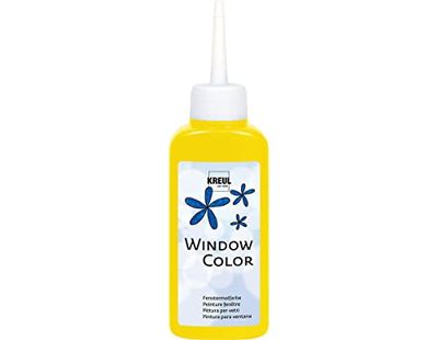 KREUL 42706 - Window Color sunshine yellow 80 ml, raamverf op waterbasis, met gestructureerd oppervlak, voor glas, spiegels, tegels en andere gladde oppervlakken.