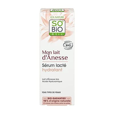 So'Bio étic - Sérum booster d'hydratation - Mon Lait d'Ânesse - Tous types de peaux - Certifié Cosmebio - Tube de 30 ml