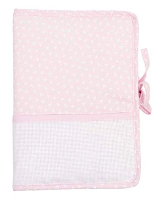FILET - Couvre-Livret Sanitaire avec Poche en Toile Aida à Broder, Couverture Documents Sanitaires Nouveau-né, Fabriqué en Piquet de Coton Imprimé, Fond Coloré, Made in Italy, Couleur Rose