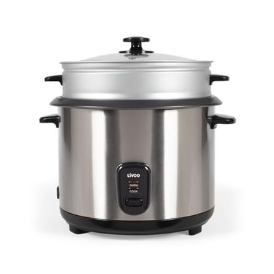 Livoo - Olla de arroz y vapor - Acero inoxidable, 2,8 L, 1000 W, recipiente extraíble