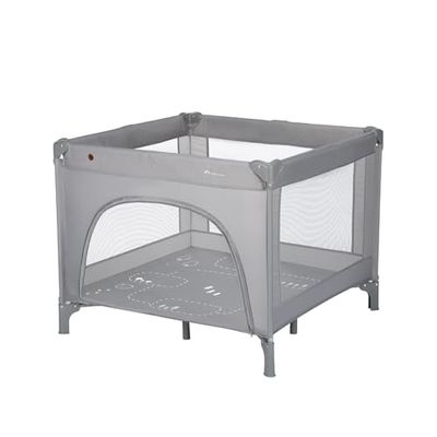 Bebeconfort Adonis, 2-in-1 Reiswieg en babybox, 0-3 jaar (15 kg), Compact Opvouwbaar campingbedje, Venster aan de zijkant, Grote gevoerde mat, Eenvoudig in te klappen, Stabiel, Mineral Grey