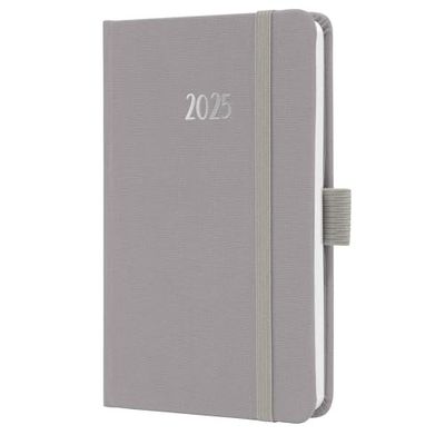 SIGEL J5402 Weekly Planner Jolie 2025, FSC-Certified, 2 Pages = 1 Week, hardcover with a Fabric Surface, Approx. A6, Light Grey, 174 Pages