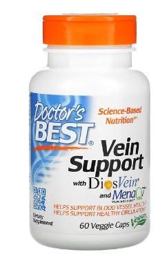 Doctor's Best Soutien Veineux avec DiosVein et MenaQ7-60 Gélules Végétales - Santé Vasculaire et Circulatoire Optimal
