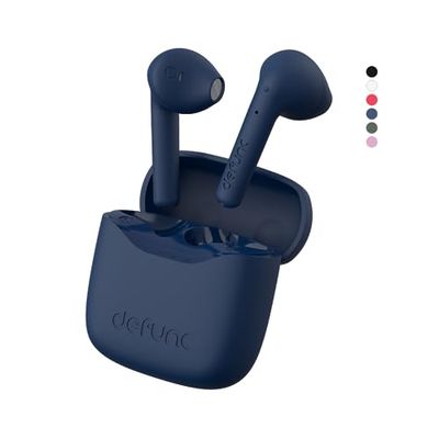 Defunc True Lite Blu - Auricolare Stereo Senza Fili Bluetooth 5.3 Hi-FI, Controllo A Sfioramento, Microfono Incorporato, 20 Ore Di Riproduzione, Ricarica USB-C, Per Telefoni iOS e Android