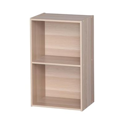 Iris Ohyama, Meuble de Rangement, Bibliothèque, Meuble avec 2 étagères, Grande capacité, Multifonctionnel,Solide Bureau, Chambre, Salon - Office Basic Rack CX-2FN - Marron Clair