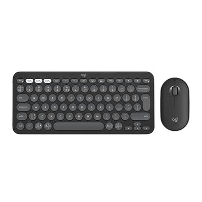 Logitech Pebble Keys 2 K380s, Multi-Device Bluetooth Wireless Keyboard + Pebble Mouse 2 M350s Slim Bluetooth Wireless Mouse - Graphite