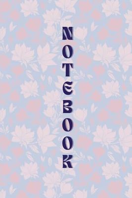A notebook with a cover featuring pink flowers in both light and dark shades on a purple background.: A lined notebook with 120 pages, size 6"x9"