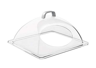 APS Coperchio GN 1/2, adatto per GN 1/2, in plastica trasparente, praticamente infrangibile, senza vassoio, in SAN, con foro frontale e maniglia