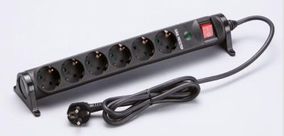 Allocacoc 47530 Extensão de 6 tomadas com interruptor, 1,4 m, preto