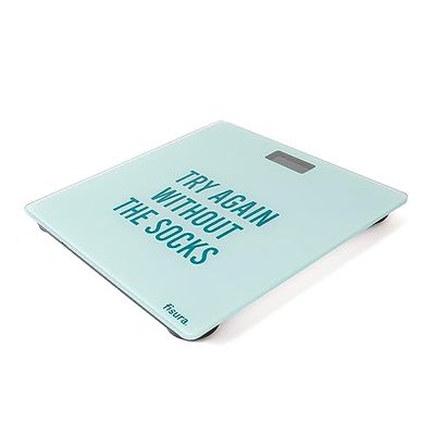 Fisura - Digital bathroom scale "try again". Glass bathroom scales. Electronic bathroom scales up to 180 kg and 50 g accuracy, Step-On technology. 30 x 30 cm