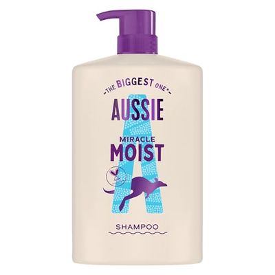 Aussie Miracle Moist Shampoo 1000ml, Moisture-Quenching Formula to Revive and Restore Brittle and Dry Hair, Infused with Australian Macadamia Nut Oil, and Cruelty-Free