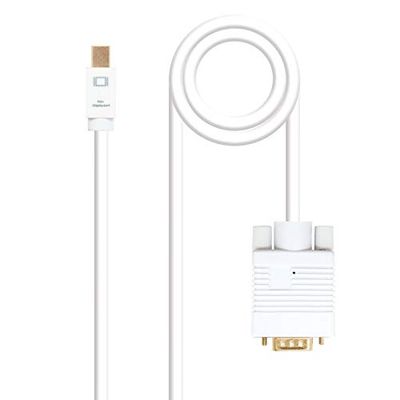 Mini DisplayPort naar VGA converterkabel, wit, lengte 3 m, ideaal voor het aansluiten van apparaten met Mini DP-uitgang op beeldschermen met VGA-ingang, duurzaam en praktisch