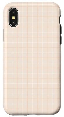 Cute Pastel Light Orange Check Plaid Gingham Minimal Pattern Case for iPhone X/XS