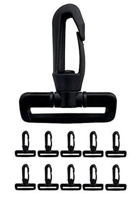 IPEA Plastic Swivel Carabiners with Hook for Backpacks and Bags - 10 Pieces - Rotatable Carabiner with Belt Loop for Bags Accessories Sports Sewing - Size 30 mm - Black
