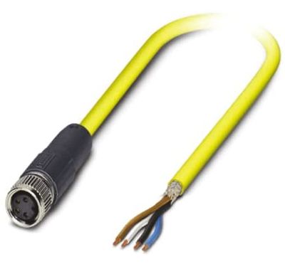 PHOENIX CONTACT SAC-4P-5.0-542/M8 FS SH BK Sensor/Actuator Cable 4-Pin Shielded 5 m Cable Length 111.100 g Yellow