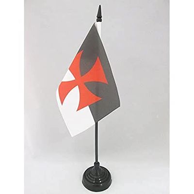 BANDIERA DA TAVOLO BEAUCEANT CAVALIERI TEMPLARI 15x10cm - PICCOLA BANDIERINA ORDINE DEL TEMPIO 10 x 15 cm - AZ FLAG