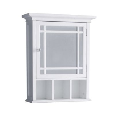 Teamson Home Neal móvel de casa de banho branco de madeira com porta espelhada 7442