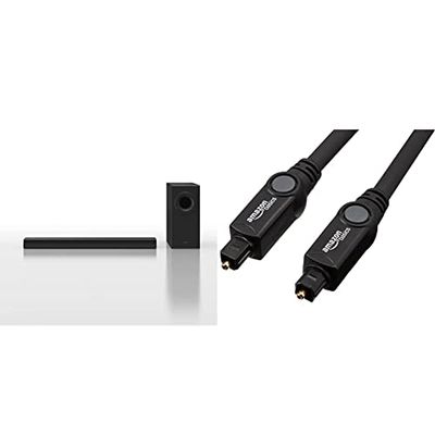 Panasonic SC-HTB490 Soundbar 320W, Surround 2.1, Bluetooth & Amazon Basics Cavo audio ottico digitale Toslink, 1,83 m