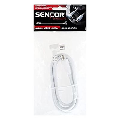 SENCOR SAV 169-015W coaxkabel voor antenne, stekker - bus 90°, lengte 1,5m, ANT.COAX.CAB.M-F 90°
