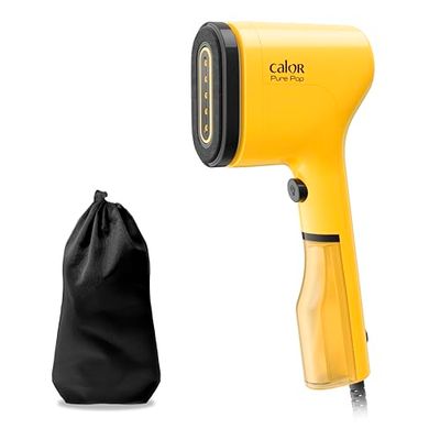 Calor Pure POP, Défroisseur vapeur de voyage, 1300 W, 20g/min, Prêt en 15s, Autonomie 4 minutes (70ml), Utilisation facile et pratique, Compact et léger, 710g, DT2026C0, Jaune