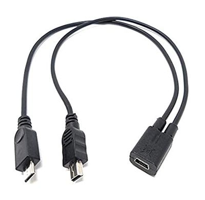 SYSTEM-S - un Pezzo 72333688, Cavo Splitter USB 2.0, 25 cm, Mini B Femmina a Mini B e Micro B, Nero