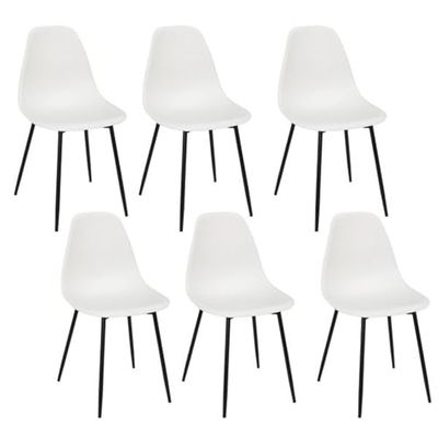 HOME DECO FACTORY, HD0355, Set van 6 Gustav Stoelen Wit, Les P'Tits Prix, Meubilair, Zitting, Tafel Fauteuil, Stoel, 50,7 x 84,8 x 45,5 cm, Zithoogte 45 cm, Wit