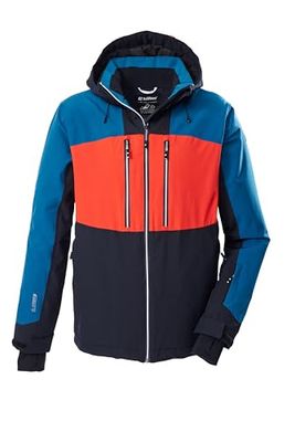killtec Uomo Giacca da sci/giacca funzionale con cappuccio e paraneve con chiusura a cerniera KSW 465 MN SKI JCKT, schwarz blau/petrol/schwarz blau/dunkelorange, M, 43450-000