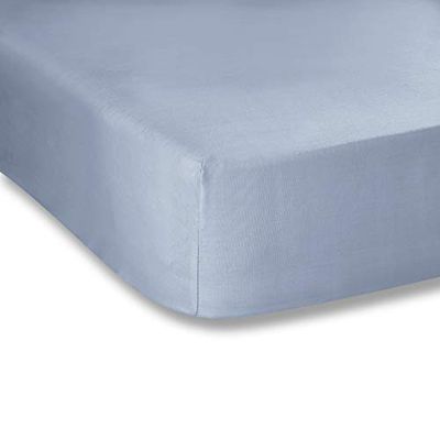 Plain Dyed Cotton Percale Denim 200TC Fitted sheet 90 x 200 cm