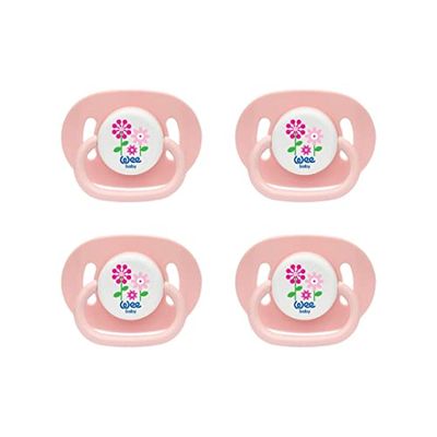 Wee Baby (Pack de 4) Tétine pour bébé | Tétine de dentition durable et opaque avec tétine orthodontique en silicone pour des dents saines | Tétine avec trous d’aération pour éviter les irritations